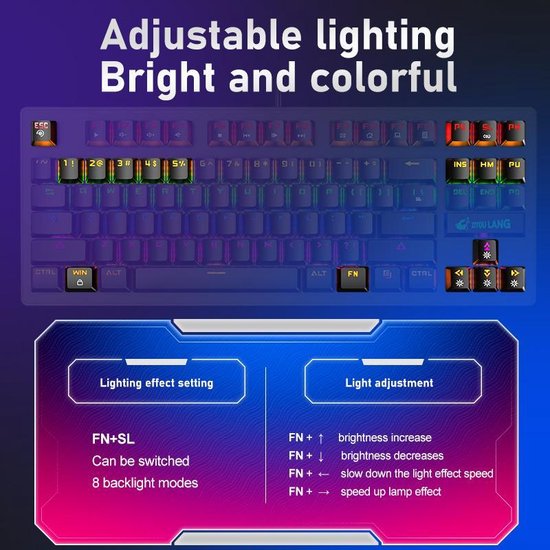 Clavier mécanique de jeu K2 RGB - Convient à Windows/Mac - interrupteur bleu