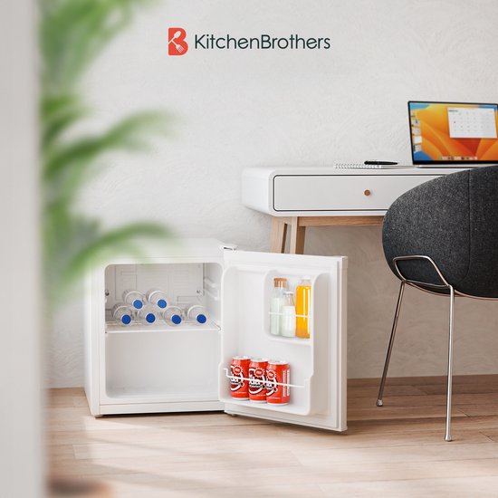 KitchenBrothers Mini Fridge - 40L - Petit réfrigérateur - Freestanding - Frigo - Compact - White