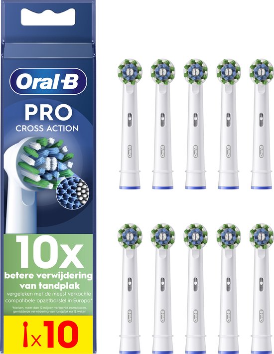 Oral-B Cross Action Pro - Têtes de brosse - Avec la technologie CleanMaximiser - 10 pièces - Compatible avec les brosses à dents électriques