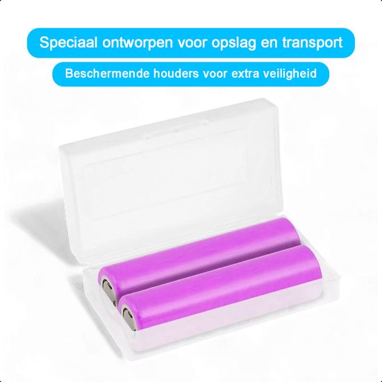 Tech Essentials 2 Slots 18650 Charger With 2x 18650 Batteries 2600mAh 3.7V - 7.8A - USB-C - Li-ion 3.7V - Lithium - Holder - Battery