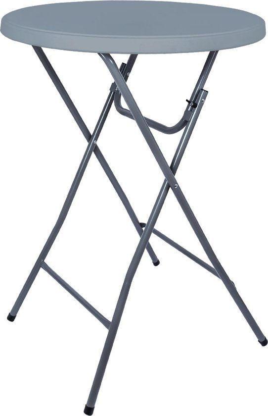 BRASQ Stand Table Gris ø80 x 110 cm - Table de bar - Table pliante - Pliable en plastique et métal pour l'intérieur et l'extérieur