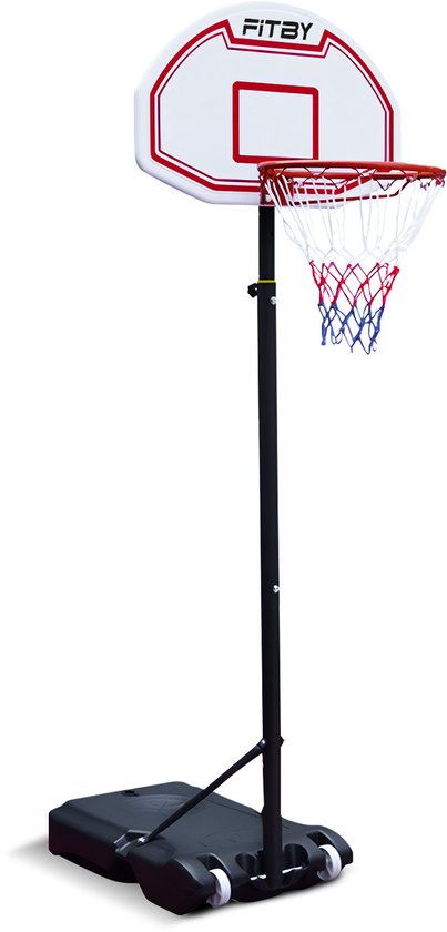 Poteau de basket-ball Fitby - anneau de basket-ball avec support - réglable - 150-205 cm - socle robuste avec roues