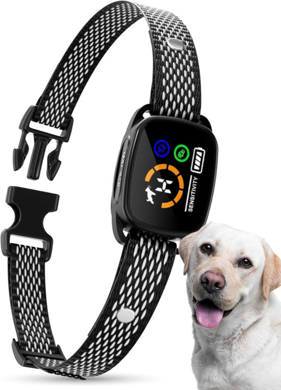 Nuvance - Collier anti-aboiement digital - Dispositif anti-aboiement sans choc - Vibration et bips - Rechargeable - Collier anti-aboiement pour chiens et chiots - 6 étapes