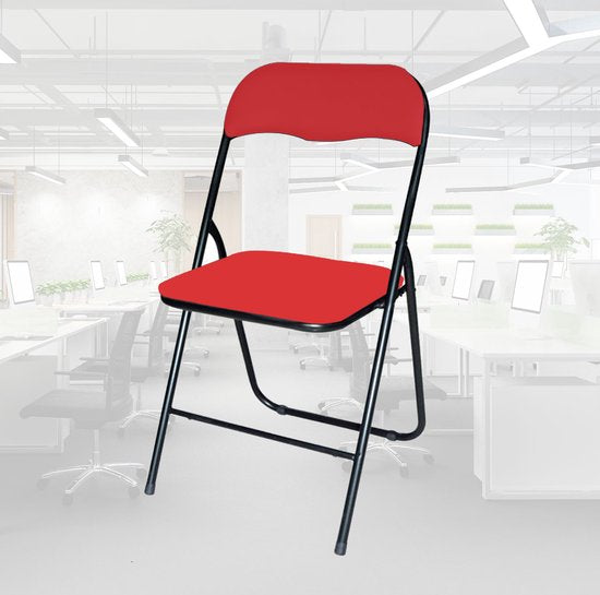 BRASQ Chaise pliante Rouge Noir - Chaise pliante - Chaise pliante 43x38x78 cm - PVC - Chaise de salle à manger