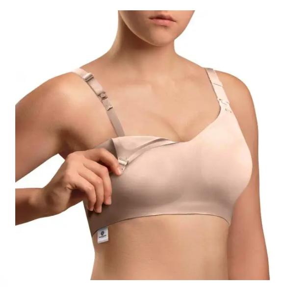 Vulpes Goods® - Soutien-gorge d'allaitement sans armatures - Taille XL - Fermeture à une main, bretelles réglables et certification OEKO-TEX® - Pour l'allaitement et la grossesse - Mélange de coton crème