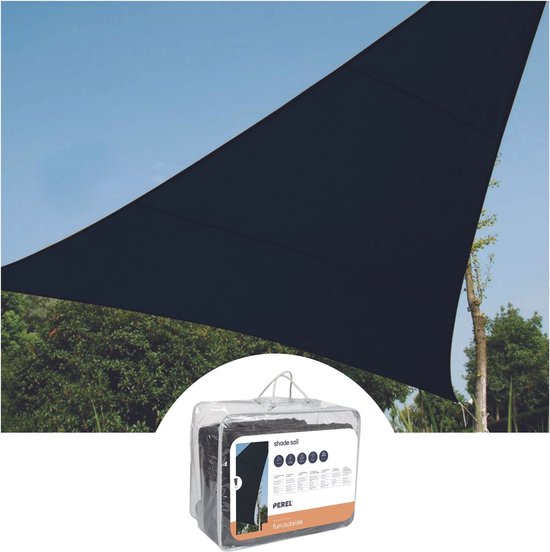 Perel Toile d'ombrage, perméable à l'eau, perméable à l'air, 3,6 x 3,6 x 3,6 m, 180 g/m², HDPE, triangle, gris foncé