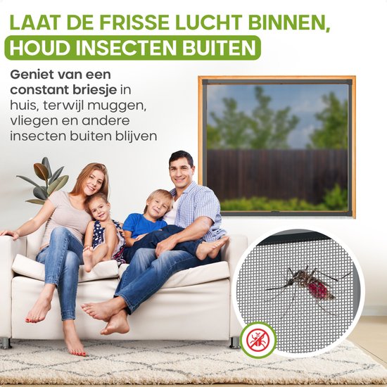 O'DADDY® Moustiquaire de fenêtre - 100x120 cm - Moustiquaire adaptable - Fibre de verre - Maille métallique - Moustiquaire - Polyvalent et facile à installer - Noir