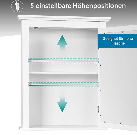 Costway - Salle de bain - Armoire de toilette - Bois -Blanc - 56 x 15 x 69,5 cm