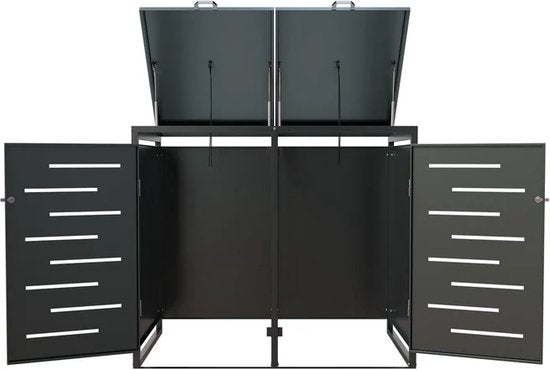 Stockage de conteneurs à déchets - Juskys - 120 l & 2-Piece - Avec ressorts à gaz et aérations - Arel acier Anthracite - noir
