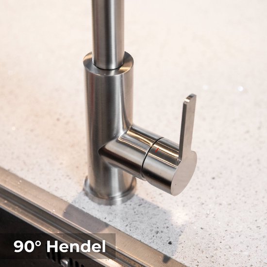 Mizzo Trigo Hoge Keukenkraan met Uittrekbare Uitloop - Semi-professionele Keukenkraan met Sproeikop - Hoge Mengkraan 44cm hoog met Douchefunctie - Ideaal voor keukeneiland - Mat RVS