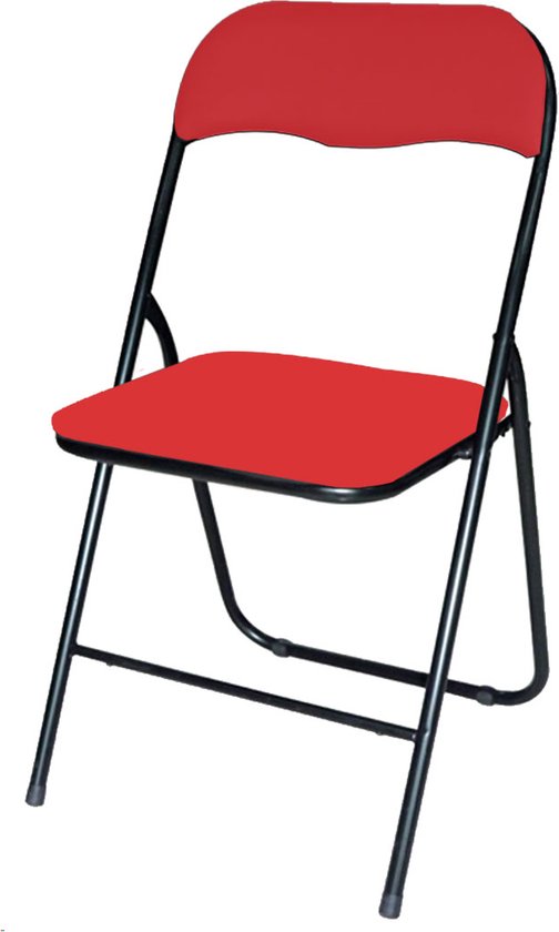 BRASQ Chaise pliante Rouge Noir - Chaise pliante - Chaise pliante 43x38x78 cm - PVC - Chaise de salle à manger