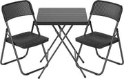 LifeGoods Ensemble bistro - 3 pièces - pliable - aspect rotin - ensemble de jardin avec table d'appoint - noir - capacité de charge de 200 kg - résistant aux intempéries
