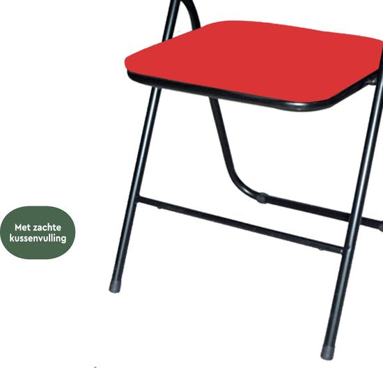 BRASQ Chaise pliante Rouge Noir - Chaise pliante - Chaise pliante 43x38x78 cm - PVC - Chaise de salle à manger