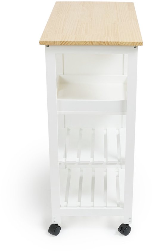 Lifa Living Chariot de cuisine Sophie - Roues - Chariot de service - Blanc - 67x37x84(LxLxH)