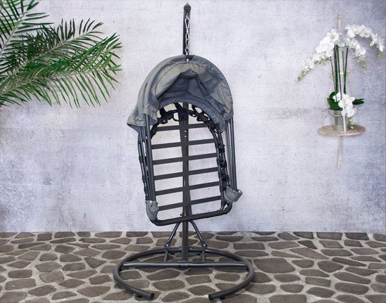 Chaise suspendue Tony avec capuchon - Gris