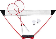 Donnay Set de Badminton - 2 personnes - Raquettes de badminton - Volants - Filet de badminton - Mallette de transport incluse - Noir/Rouge