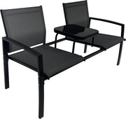 O'DADDY® Garden Bench - Bancs de jardin résistants aux intempéries - Bancs de jardin - Banc de jardin - Banc de jardin avec table - Banc d'extérieur - Pour 2 personnes - 142 x 57 x 82 cm - Métal - Noir