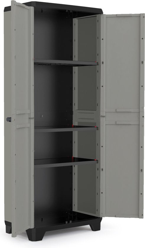 Keter Planet Rangement extérieur haut - 3 étagères - 80x44x182cm - Gris/Noir