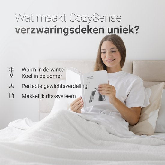 Couverture lestée CozySense® 7 kg - Couverture lestée - Couverture lestée avec répartition de la pression GLASS-Flow® - Couverture lavable incluse - 140x200 cm - Blanc