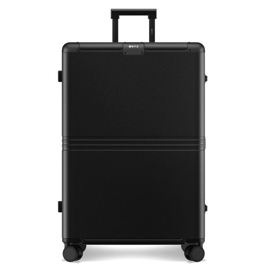 Valise de voyage avec serrure TSA et roues Spinner - ONYX Hybrid Pro Large 100 Litres - Polycarbonate recyclé et design sans fermeture éclair -  léger avec compartiment pour ordinateur portable - noir