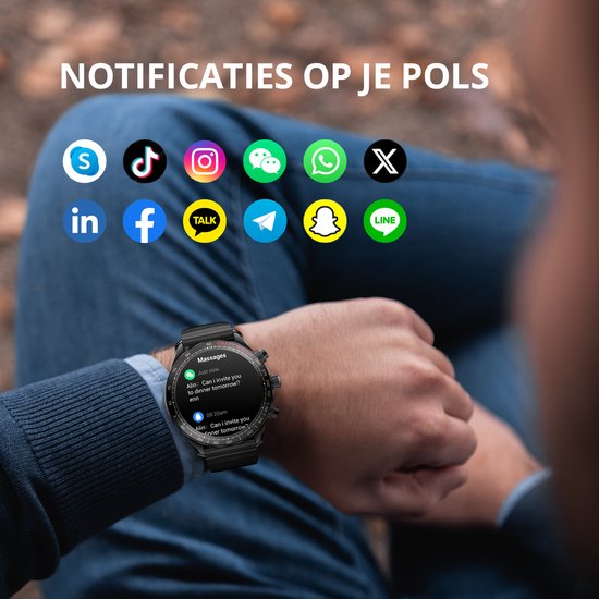 Maoo Titan AMOLED Smartwatch Homme - Acier inoxydable et 2 bracelets TPU - Podomètre - Moniteur de fréquence cardiaque - Moniteur de sommeil - Multisport - Convient à Android et iOS - Noir