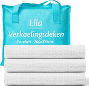 Ella® Couverture rafraîchissante 200x200 cm - 100% Bio-Tencel - Couverture auto-refroidissante - Couverture rafraîchissante - Couette d'été - Blanc perle