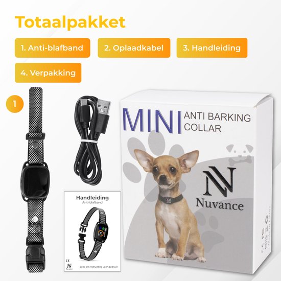 Nuvance - Collier anti-aboiement digital - Dispositif anti-aboiement sans choc - Vibration et bips - Rechargeable - Collier anti-aboiement pour chiens et chiots - 6 étapes