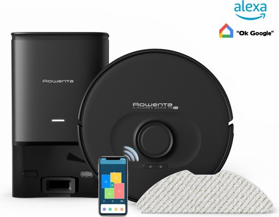 Rowenta X-Plorer Series 75S+ RR8585 - Aspirateur robot avec fonction serpillière - Station de déchargement automatique - Noir