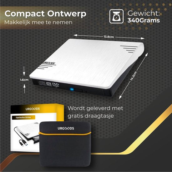 Lecteur DVD externe pour ordinateur portable - Graveur DVD/CD - Windows et Mac - USB 3.0 et C