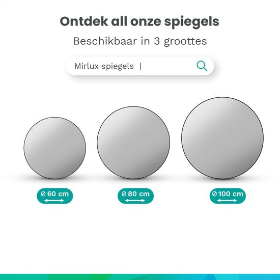 Mirlux Miroir de salle de bain avec éclairage LED et chauffage - Miroir mural rond - Miroir de douche anti-condensation - Noir mat - 100CM
