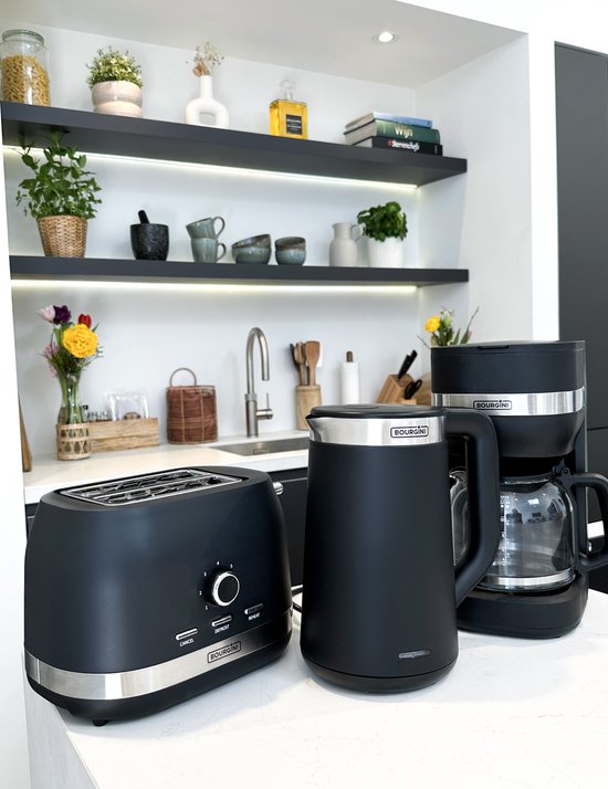 Bourgini Elements - Bouilloire numérique - Noir - Capacité de 1,7 litre - Matériaux recyclés certifiés GRS