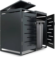 Stockage de conteneurs à déchets - Juskys - 120 l & 2-Piece - Avec ressorts à gaz et aérations - Arel acier Anthracite - noir