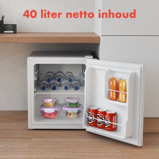 KitchenBrothers Mini Fridge - 40L - Petit réfrigérateur - Freestanding - Frigo - Compact - White