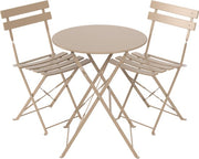 LifeGoods Set Bistro - Acier - 3 pièces - Set de jardin - Pliant - Set de balcon avec table - Résistant aux intempéries - Taupe