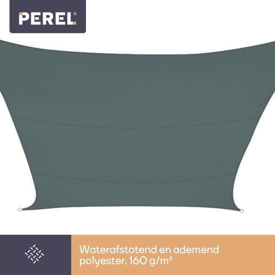 Voile d'ombrage - Perel - 5 x 5 m, 160 g/m² - polyester - carré - vert-gris