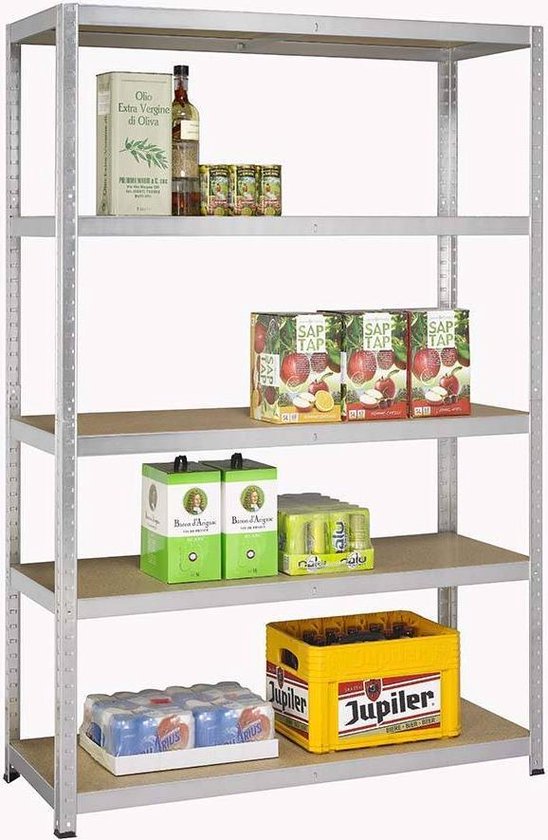 Rayonnage de stockage XL - 120 cm de large - Capacité de charge de 875 kg - 175 kg par étagère - Extra large