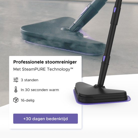 Motionflow 16-in-1 Nettoyeur vapeur - Nettoyeur de taches - Nettoyeur vapeur à main pour le nettoyage en profondeur du sol, du canapé, de la salle de bain et du tapis - Balai vapeur - Nettoyeur de tapis - Nettoyeur vapeur noir
