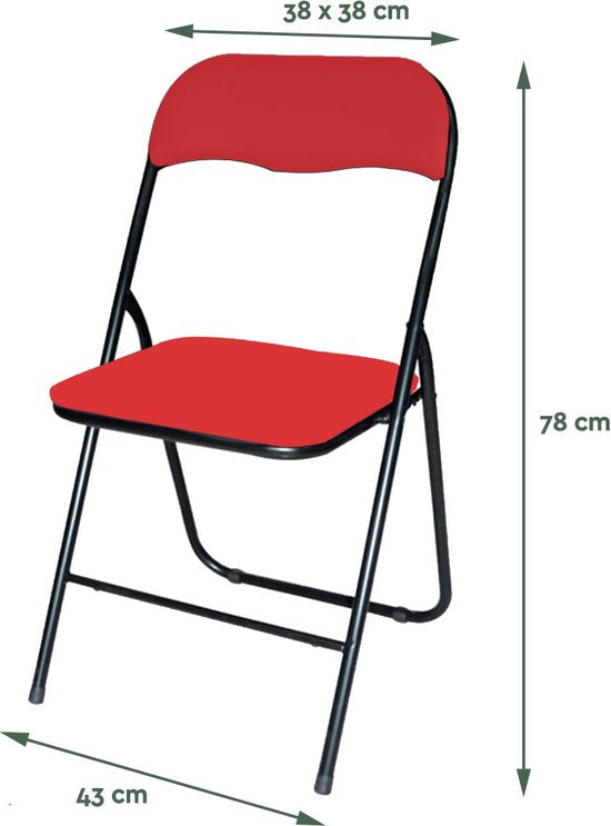 BRASQ Chaise pliante Rouge Noir - Chaise pliante - Chaise pliante 43x38x78 cm - PVC - Chaise de salle à manger