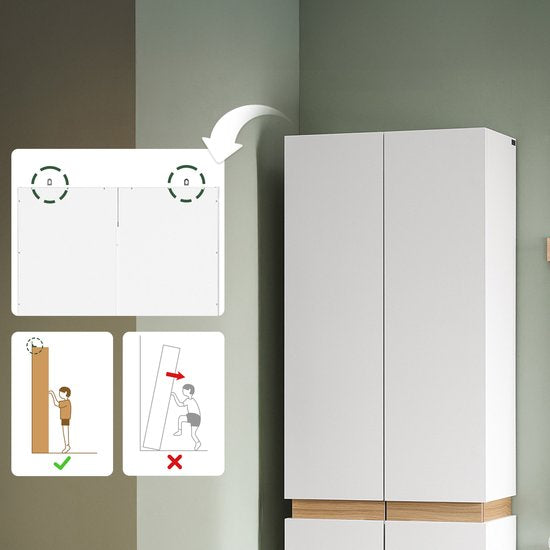 SoBuy KSB01-W Armoire, pour adultes, chambre à coucher, armoire, pour chambre à coucher, salon, couloir, 1 armoire, 2 portes, 5 compartiments