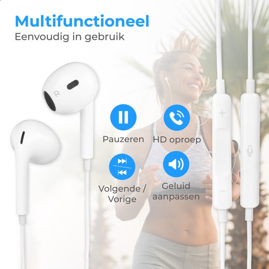 Nuvance - Ecouteurs intra-auriculaires avec fil - Prise 3,5 mm - Plastique blanc - Avec microphone et contrôle en ligne - Son clair et port confortable - Compatibilité universelle