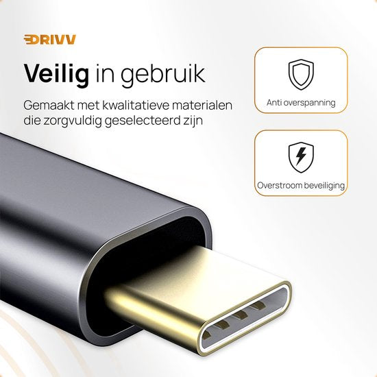 Drivv. Adaptateur USB-C vers Ethernet / Internet / Réseau - 10/100/1000 MBps - Gris