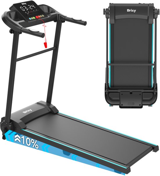 Brixy Treadmill - Pliable - Tapis de marche - 12 programmes - Support pour tablette - Fonction d'inclinaison - Tapis de course - 1-12km/h