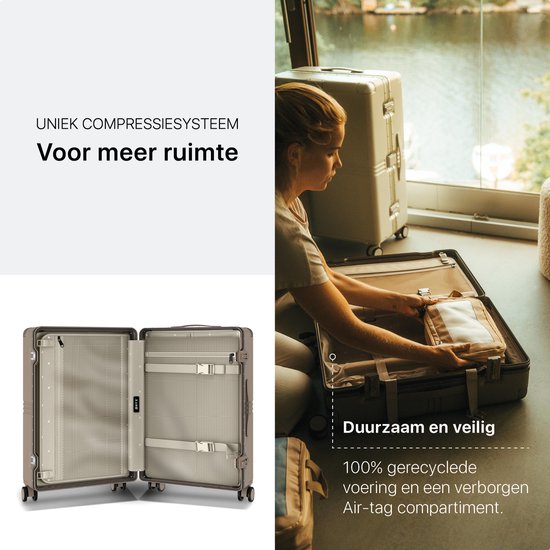 ONYX Hybrid Pro Check-in Suitcase Large 100 Litres - Polycarbonate recyclé et design sans fermeture éclair - Valise de voyage avec serrure TSA et roues pivotantes - Trolley léger avec compartiment pour ordinateur portable - Desert Clay