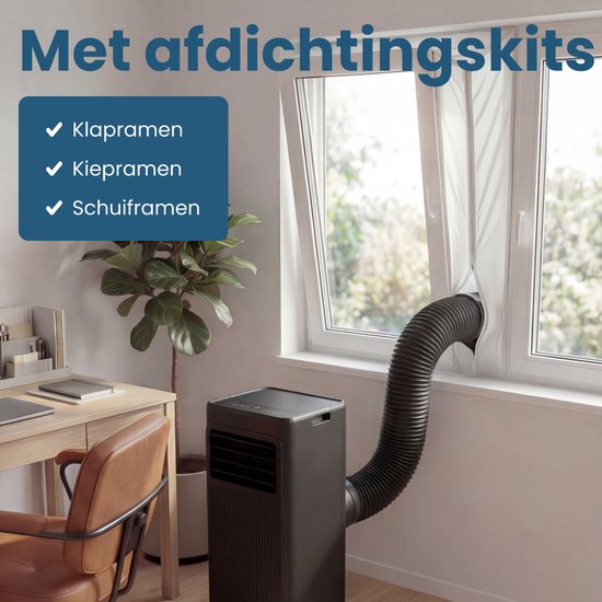 Auronic Mobile Air Conditioner - 7,000 BTU - 3-en-1 - Climatisation avec 2 kits d'étanchéité de fenêtre - Ventilateur - Déshumidificateur - Jusqu'à 20m² - Noir