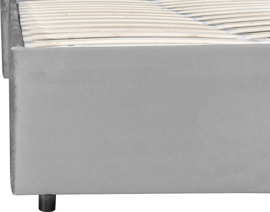 Lit capitonné Savona - 200 x 140 cm - Gris clair - Tiroir de lit inclus