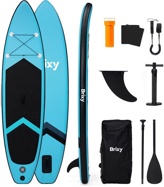 Brixy SUP Board - Inflatable Paddle Board - Set complet - 320 cm - Max. 150 kg - Turquoise