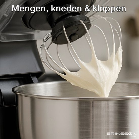 Robot de cuisine Erikssøn - 8 vitesses avec minuterie - 5L avec bol de mixage - 1400W - Robot de cuisine - Mixeur de cuisine - Robot de cuisine - Noir
