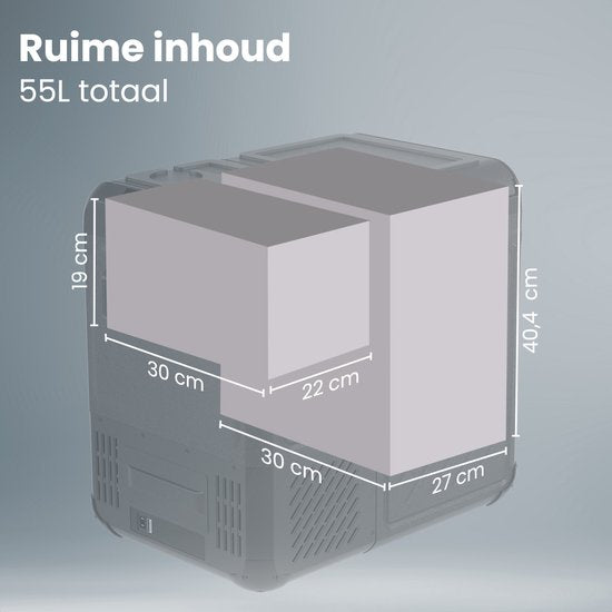 Auronic Electric Cool Box - Compresseur - Deux zones - 12V 230 Volt - Voiture - 55L - Frigobox - Noir/Gris
