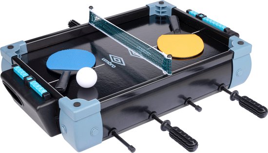 Modèle de table de football de table Umbro - Jeu de table 5 en 1 - 40 x 30 x 25 CM - Jeu de football de table - Football, Hockey, Basketball, Tennis et Bowling - Noir/Bleu