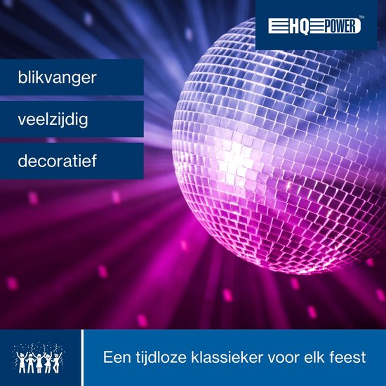 HQ-Power Disco boule à facettes Ø 20 cm, effets de lumière spectaculaires pour les fêtes, système de suspension sûr et verre à facettes, accessoire de piste de danse pour discothèque et plus encore